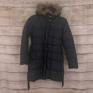 Old Navy Black Hooded Puffer Jacket Womans Size S Small